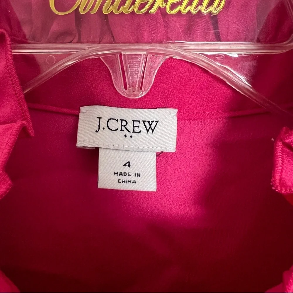 J.‎ Crew Barbie Pink Sleeveless Ruffled Neckline Blouse Size 4 Dressy Feminine